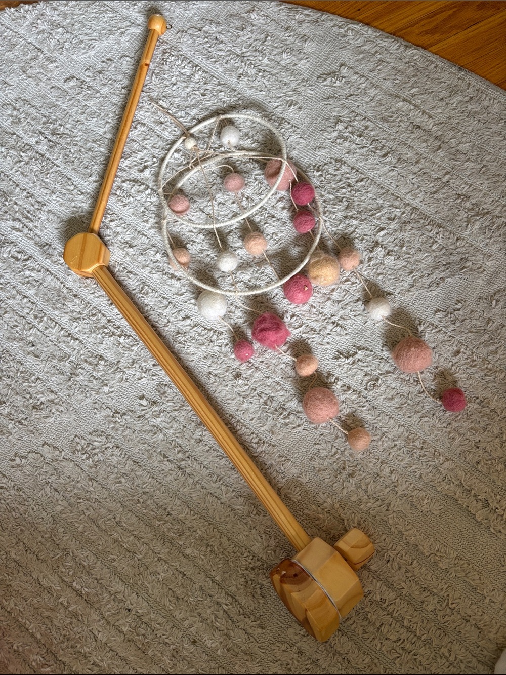 Nestig Felt Ball Baby Mobile in Pink, Cream & Peach